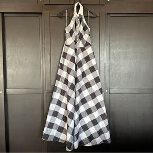 Boston Proper collared sleeveless Gingham Maxi Dress Black/White Size 0